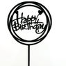 Топпер "Happy Birthday" Круг-1 Черный, пластик, 110*160*1,5 мм