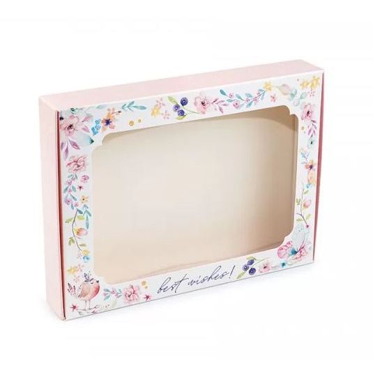 Коробка для пряников 150х200х30 с окном Розовая Best Wishes