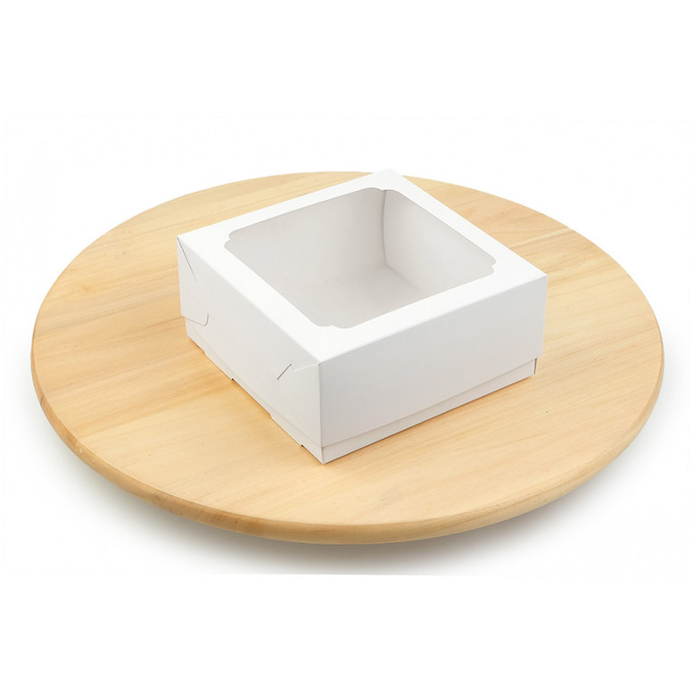 Коробка з Вікном для Бенто торта та десертів, кришка+дно, Біла, 150х150х70 мм