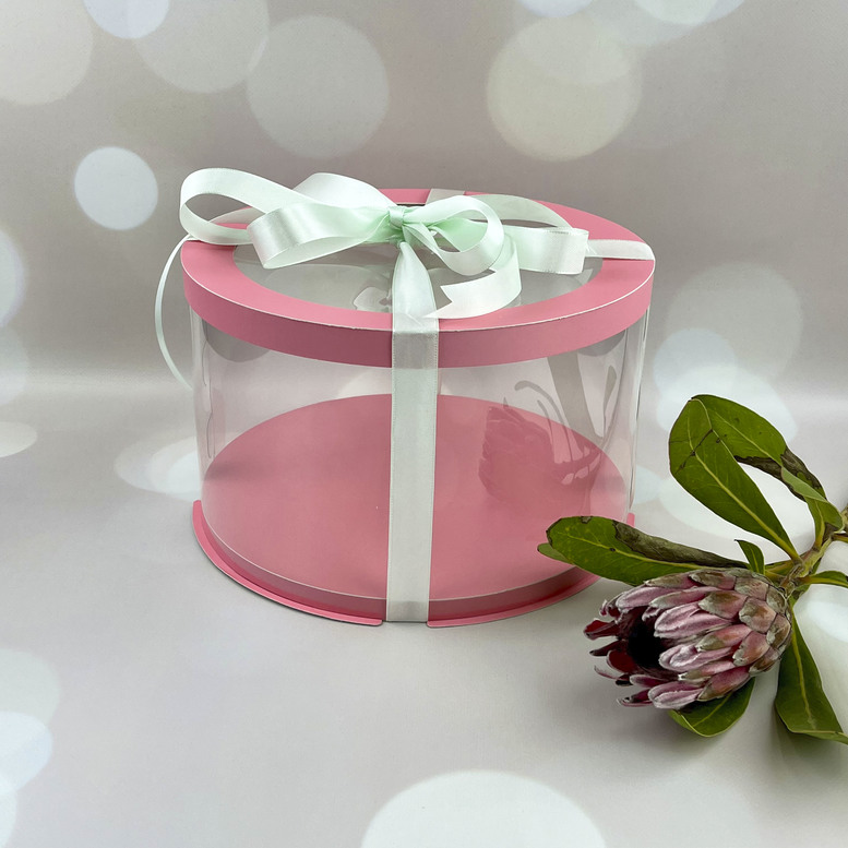 Коробка тубус d250, h200 PINK з прозорою кришкою