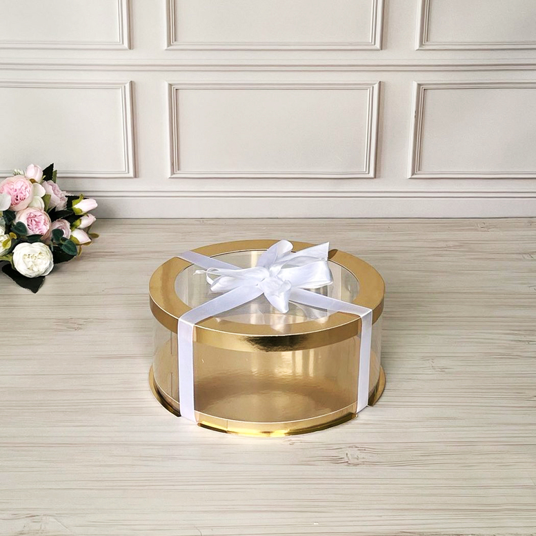 Коробка тубус d250, h100 GOLD з прозорою кришкою