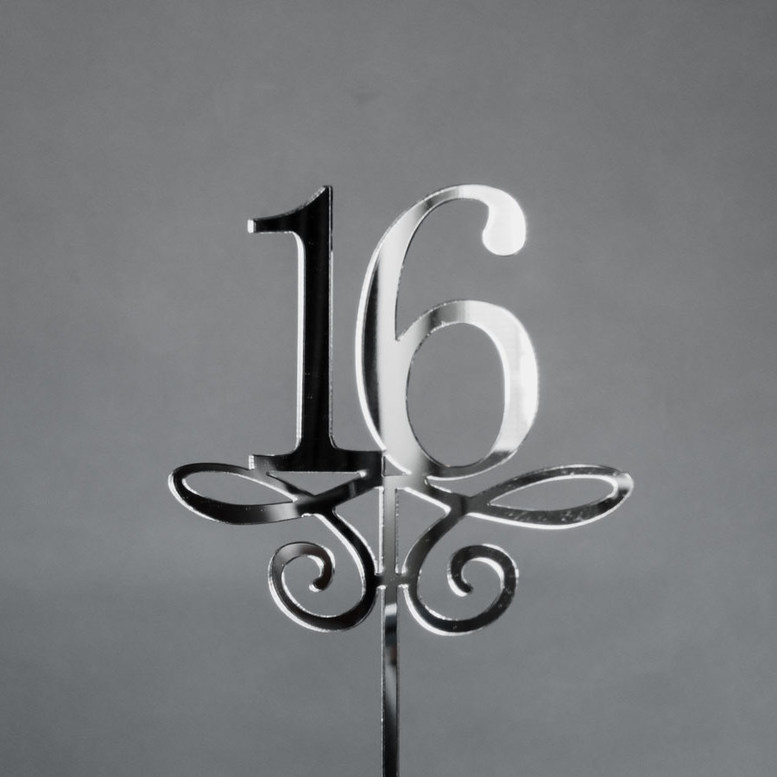 Дзеркальний топер  "16", 90х145х1,5 мм, Срібло