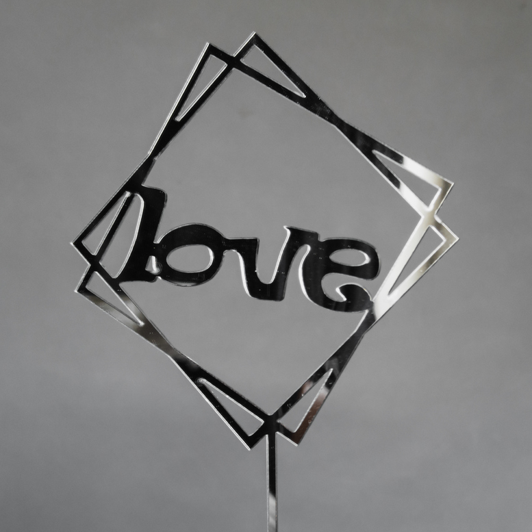Зеркальный топпер "Love", 110*160*1мм, Серебро