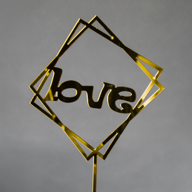 Зеркальный топпер "Love", 110*160*1мм, Золото