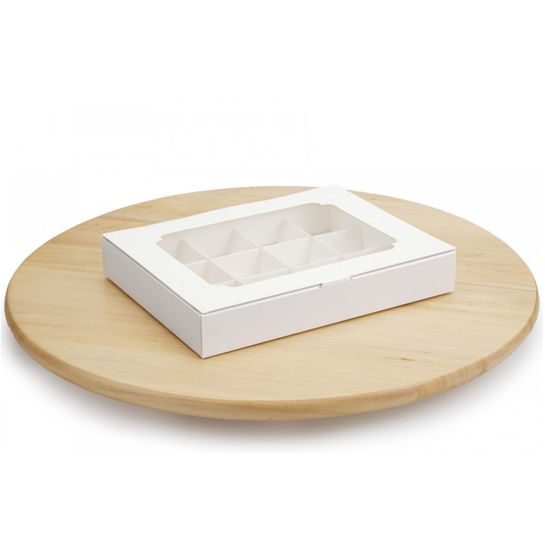Коробка на 12 конфет белая с окном, 200х156х30мм, мел/к
