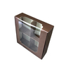 Коробка для зефира и десертов с окном и разделителем, Коричневая металлик, 200х200х60 мм, лам/к