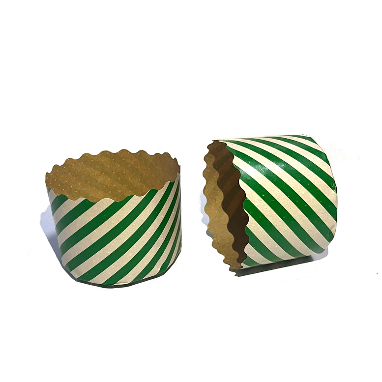 Форма бумажная для кекса Зелено-белая полоска, d60 мм, h 45 мм