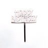Дзеркальний Топер "Happy Birthday" Рожевий Друк.шрифт, 110*135*1,5 мм
