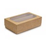 Коробка для макаронс двойная с окном и разделителем Крафт 200х120х60 мм
