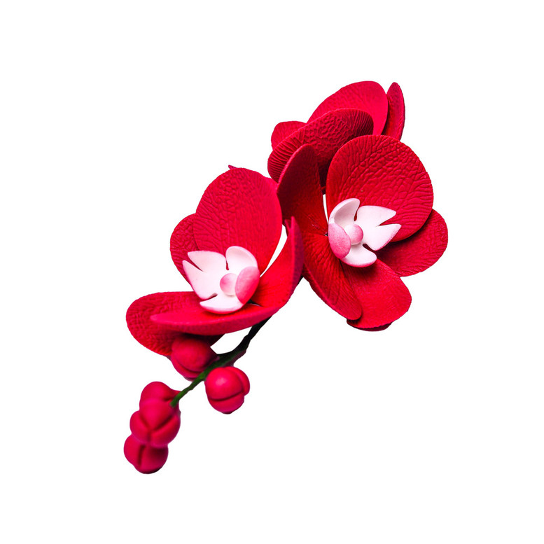 Кондитерська цукрова прикраса "Гілочка орхідеї червоної" (6уп/ящ) бл ШК